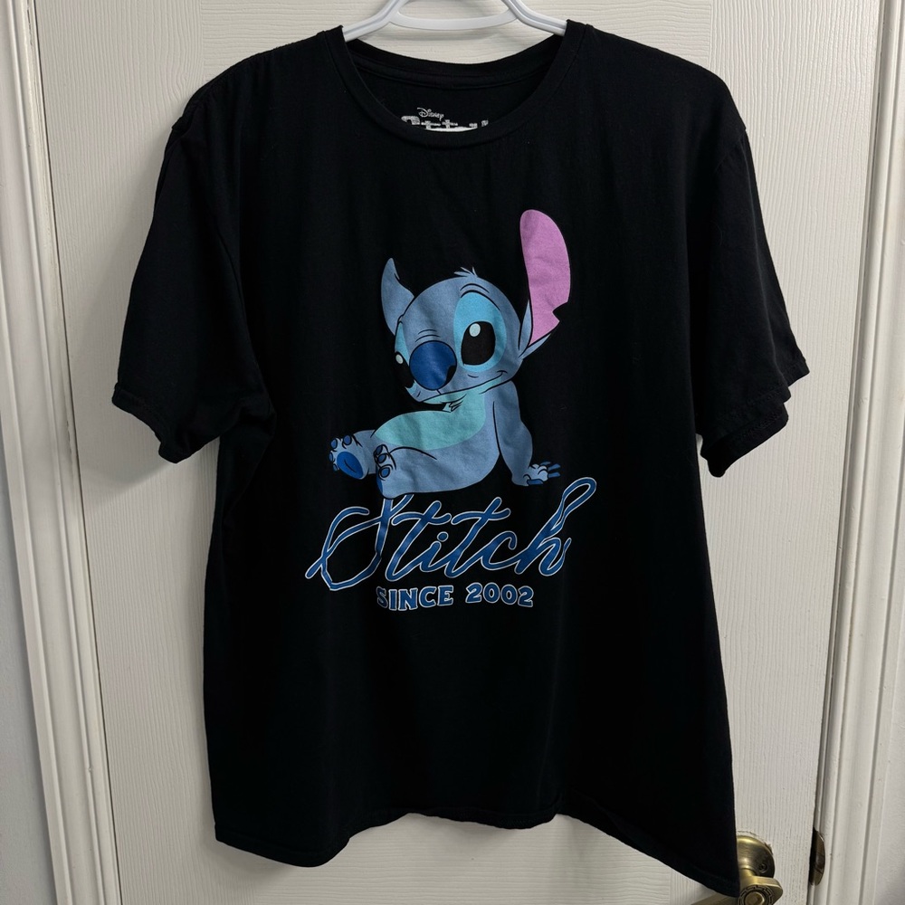 Disney Stitch Y2K Graphic T-Shirt Black Blue Men's Size M Lilo & Stitch